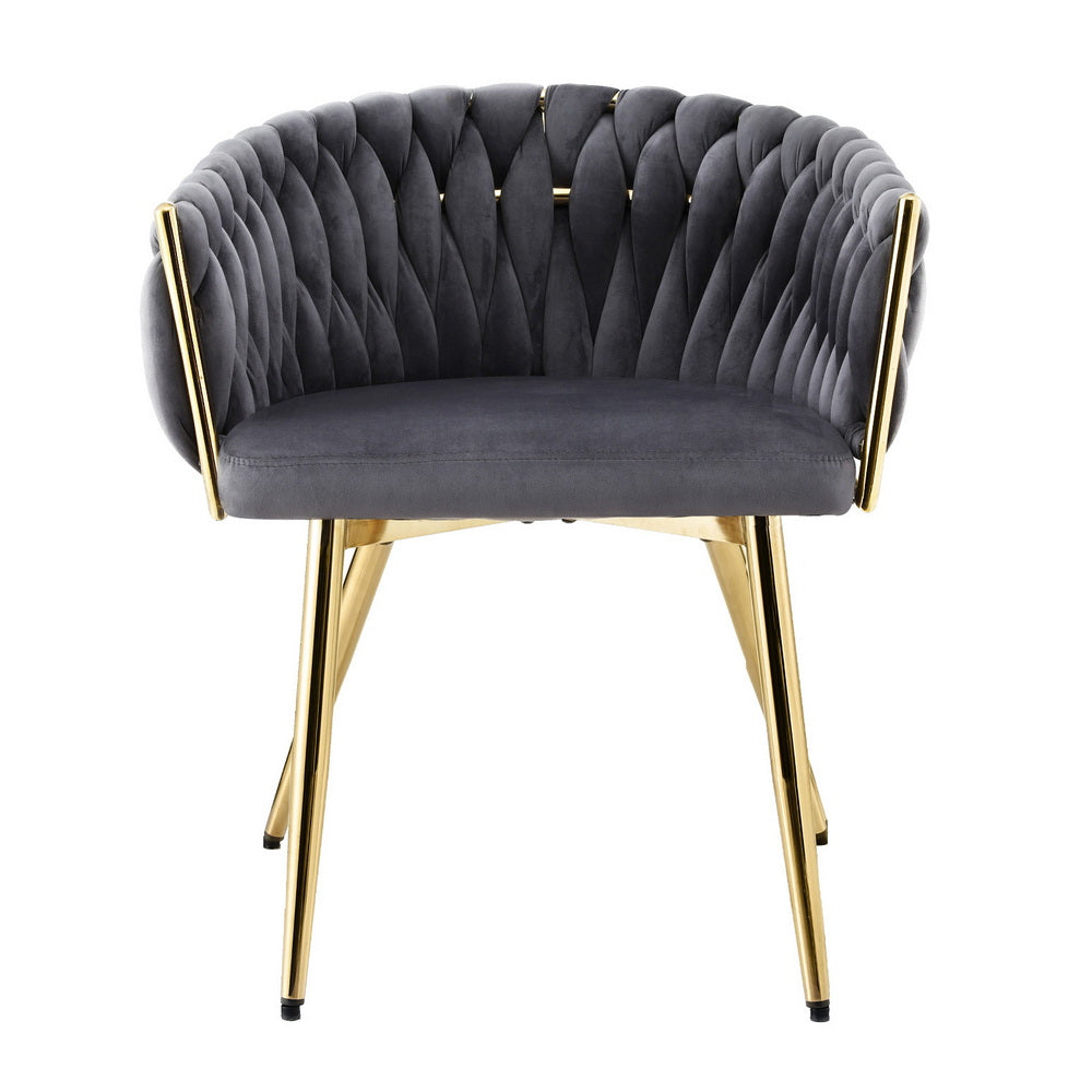 Velvet Weaving Dining Chair Armchair - Grey