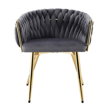 Velvet Weaving Dining Chair Armchair - Grey