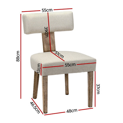 Set of 2 Milford Dining Chairs Linen Fabric - Beige