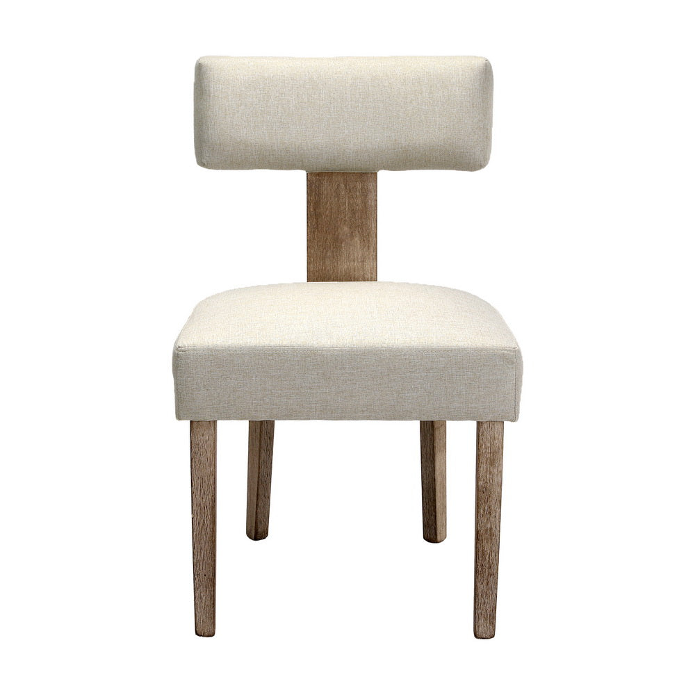 Set of 2 Milford Dining Chairs Linen Fabric - Beige