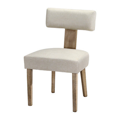 Set of 4 Milford Dining Chairs Linen Fabric Wooden - Beige