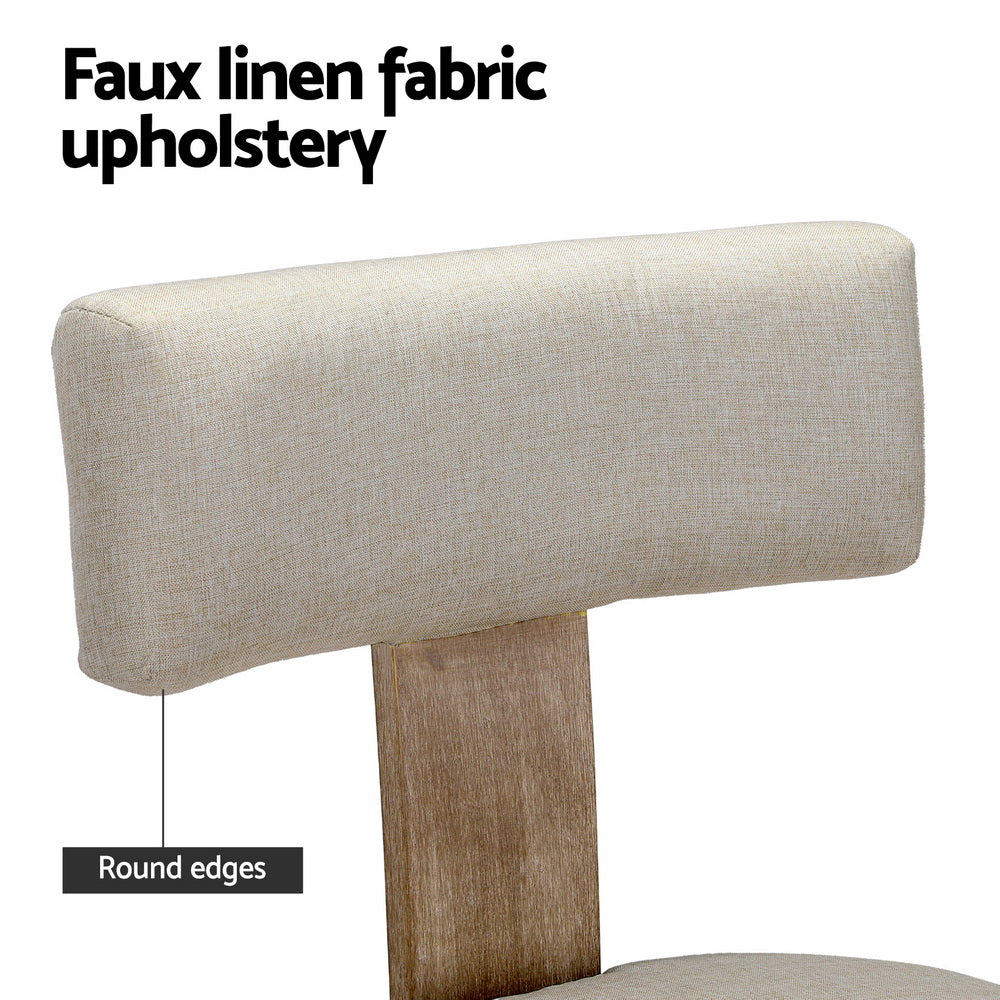 Set of 4 Milford Dining Chairs Linen Fabric Wooden - Beige