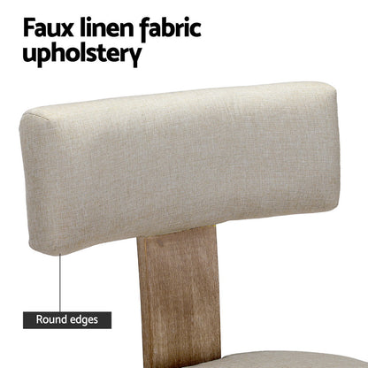 Set of 4 Milford Dining Chairs Linen Fabric Wooden - Beige