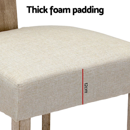 Set of 4 Milford Dining Chairs Linen Fabric Wooden - Beige