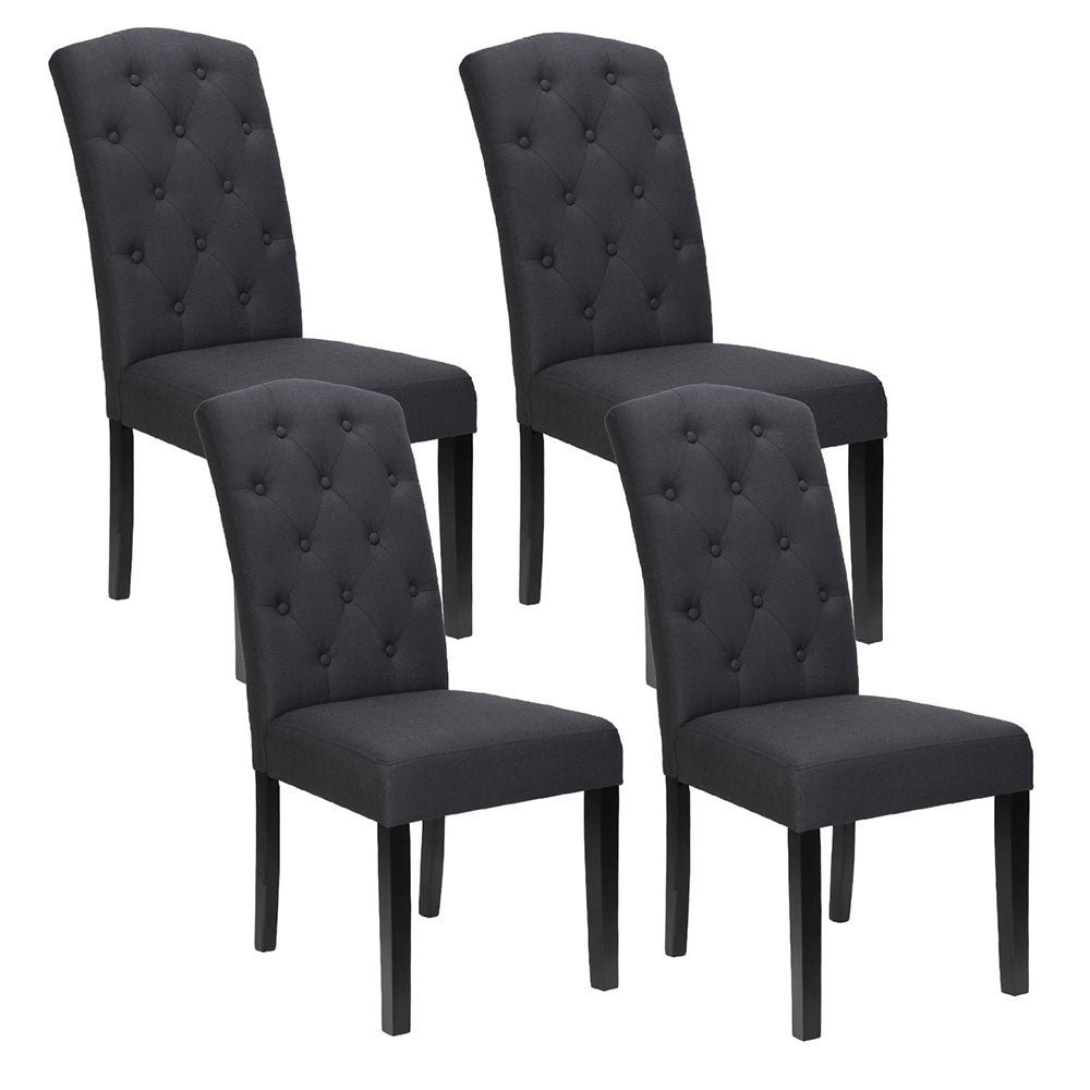 Set of 4 Dansk Dining Chairs Linen Parsons Chair - Dark Grey