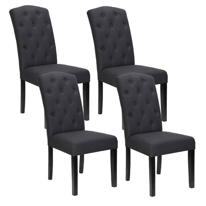 Set of 4 Dansk Dining Chairs Linen Parsons Chair - Dark Grey
