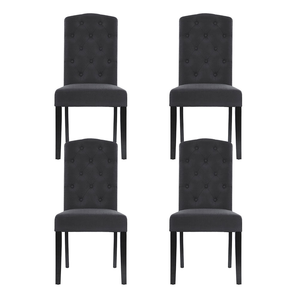 Set of 4 Dansk Dining Chairs Linen Parsons Chair - Dark Grey