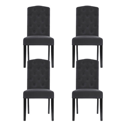Set of 4 Dansk Dining Chairs Linen Parsons Chair - Dark Grey