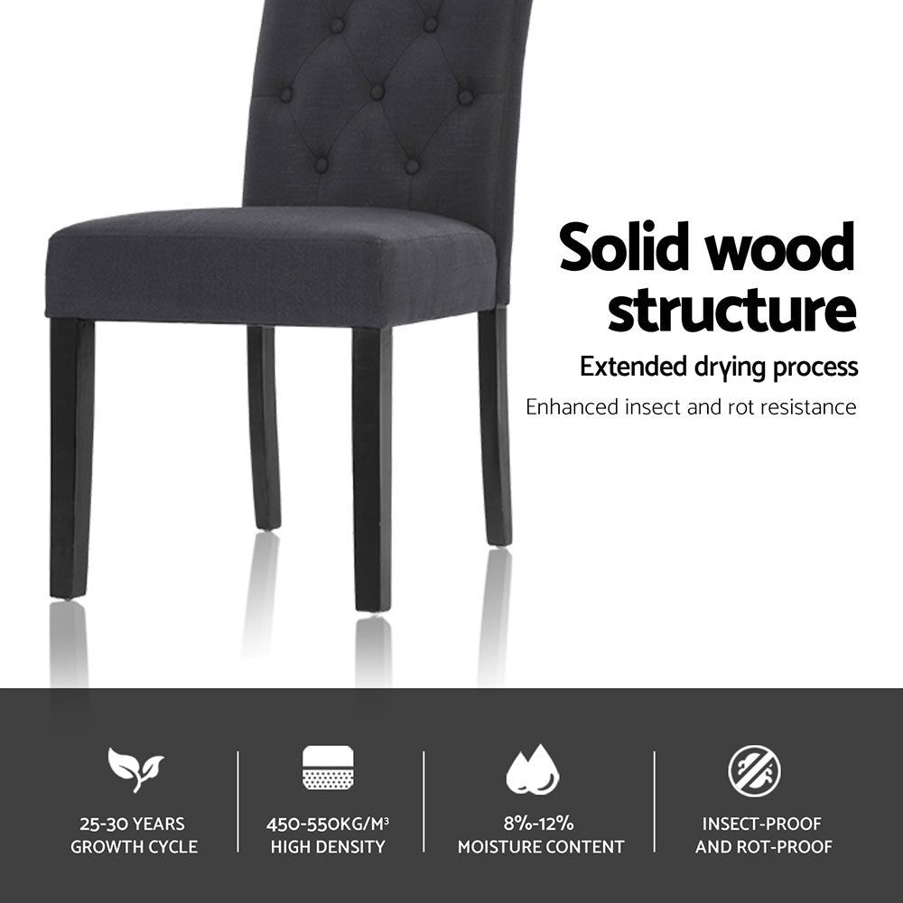 Set of 4 Dansk Dining Chairs Linen Parsons Chair - Dark Grey