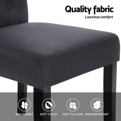 Set of 4 Dansk Dining Chairs Linen Parsons Chair - Dark Grey