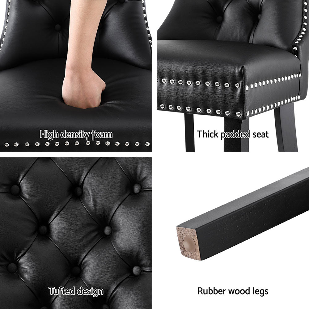 Set of 4 Black Leather Dining Chairs