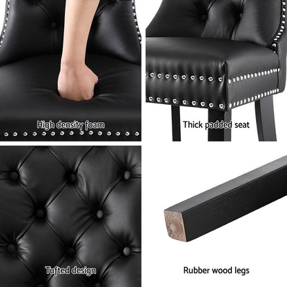 Set of 4 Black Leather Dining Chairs