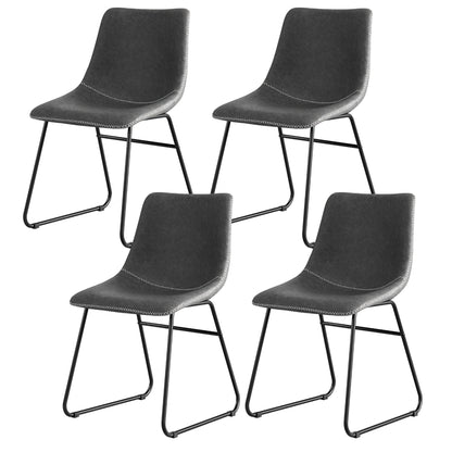 Set of 4 Retro Dining Chairs - Leather Grey