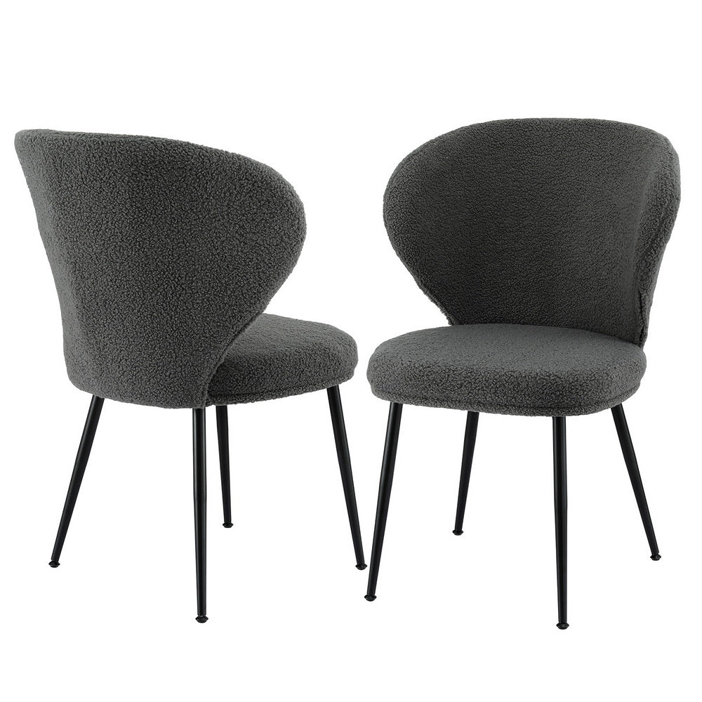 Set of 2 Sherpa Dining Chairs - Grey