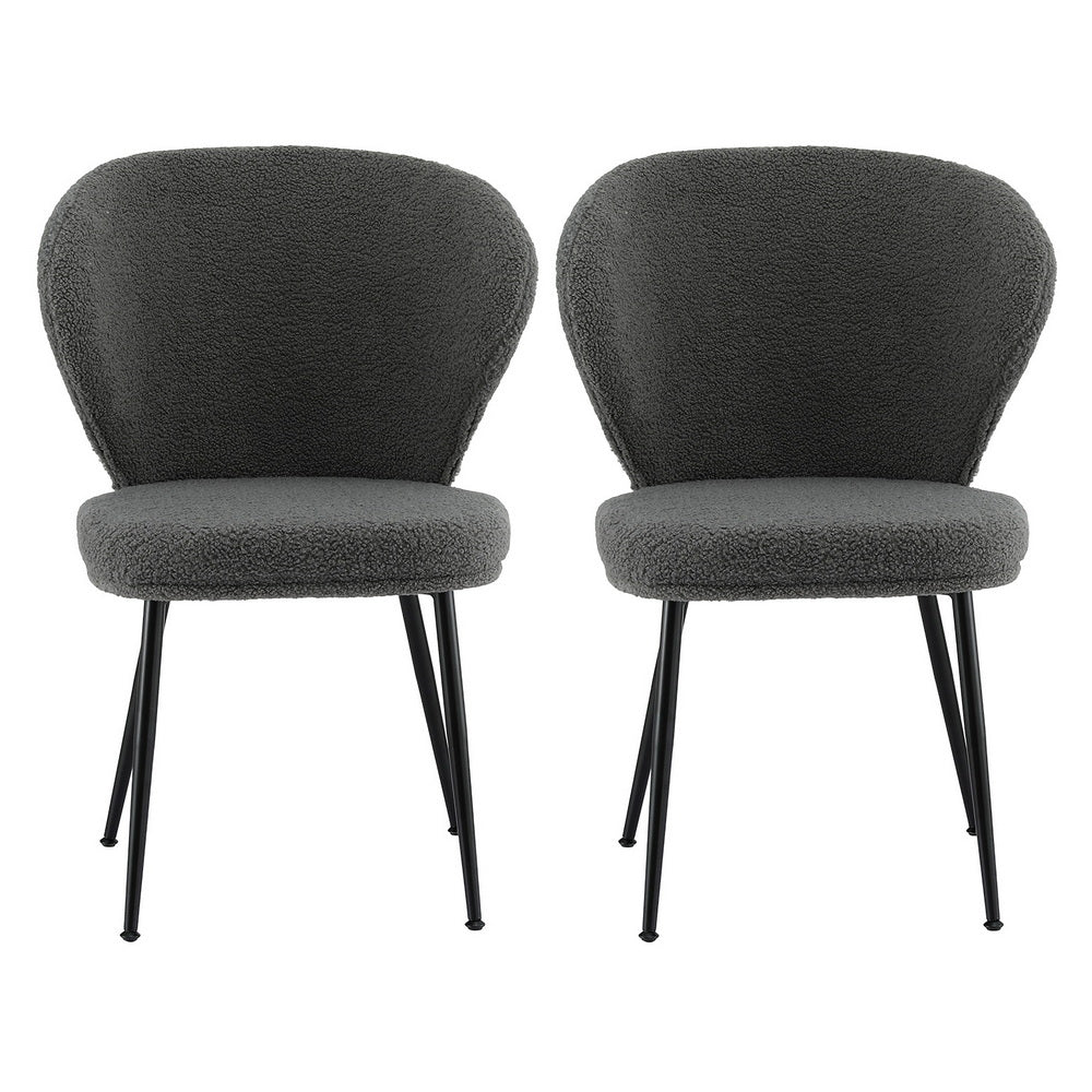 Set of 2 Sherpa Dining Chairs - Grey