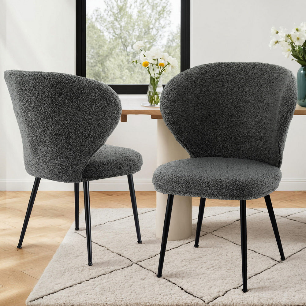Set of 2 Sherpa Dining Chairs - Grey