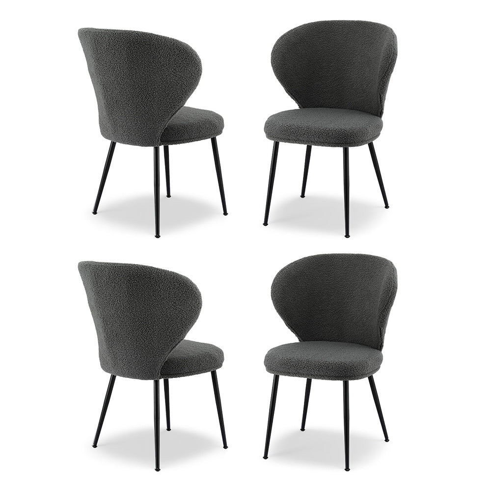 Set of 4 Sherpa Dining Chairs - Grey