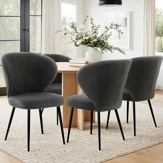 Set of 4 Sherpa Dining Chairs - Grey