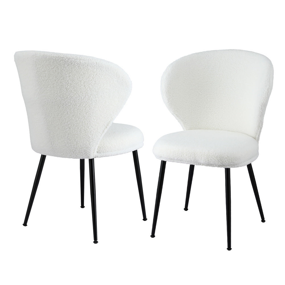 Set of 2 Sherpa Dining Chairs - White