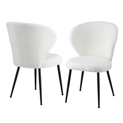 Set of 2 Sherpa Dining Chairs - White