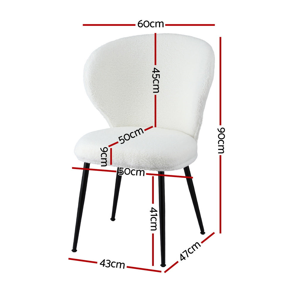 Set of 2 Sherpa Dining Chairs - White