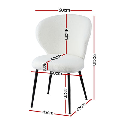 Set of 2 Sherpa Dining Chairs - White