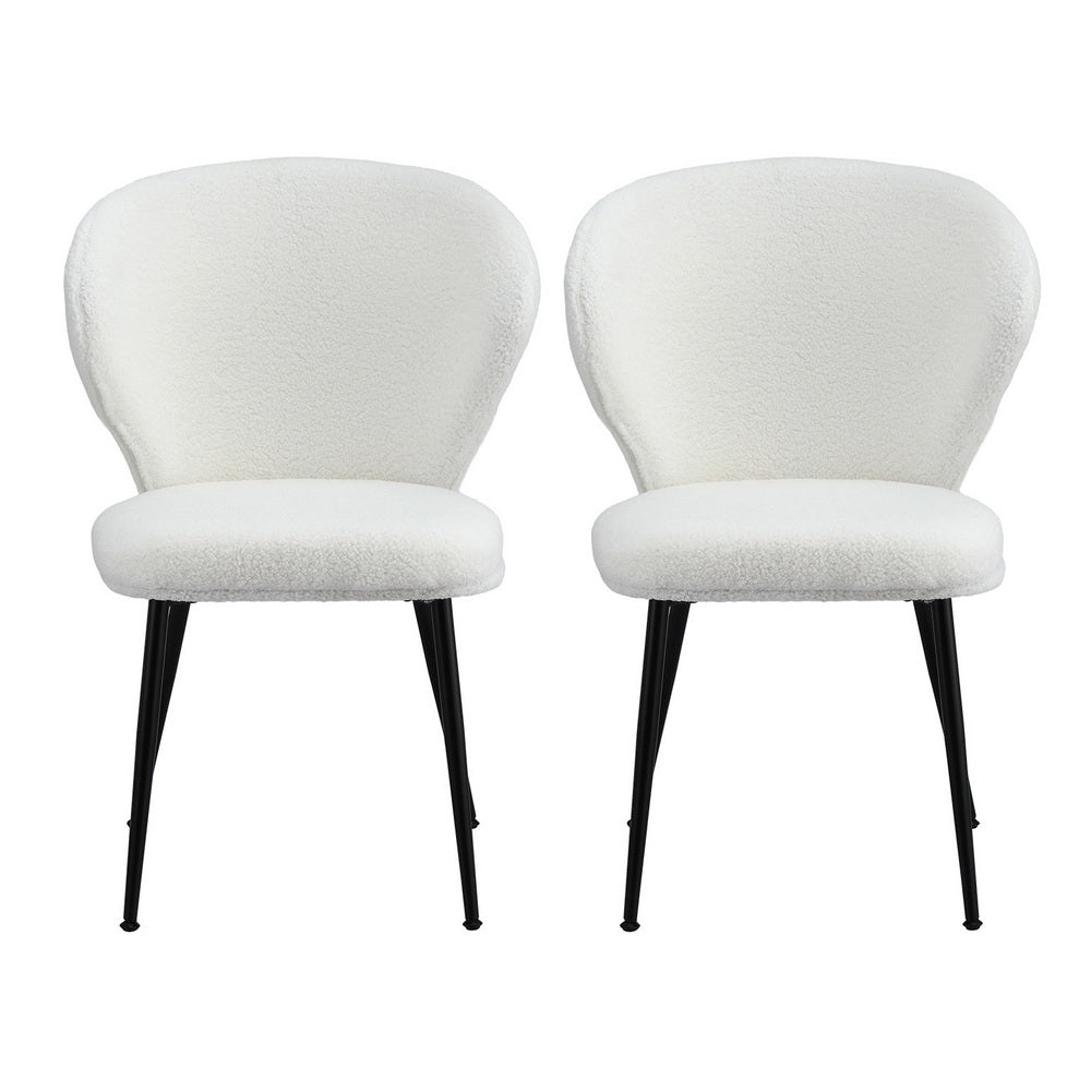 Set of 2 Sherpa Dining Chairs - White