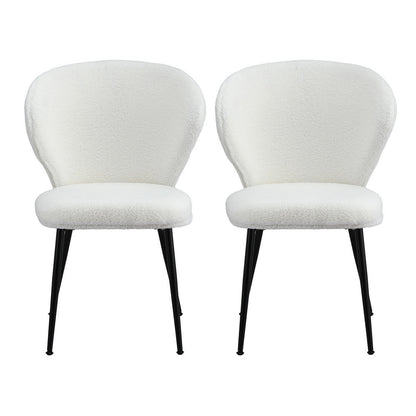 Set of 2 Sherpa Dining Chairs - White