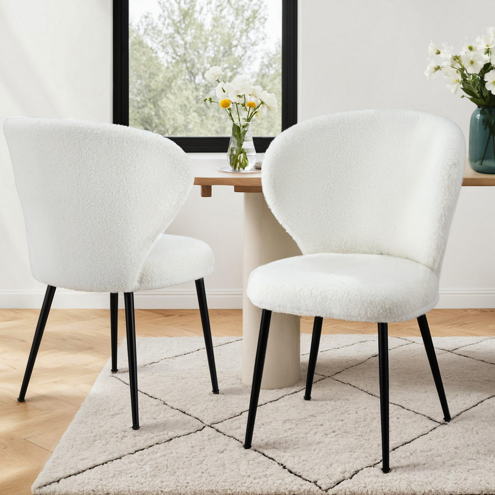 Set of 2 Sherpa Dining Chairs - White
