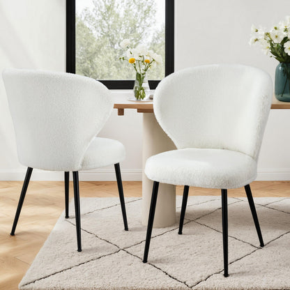 Set of 2 Sherpa Dining Chairs - White