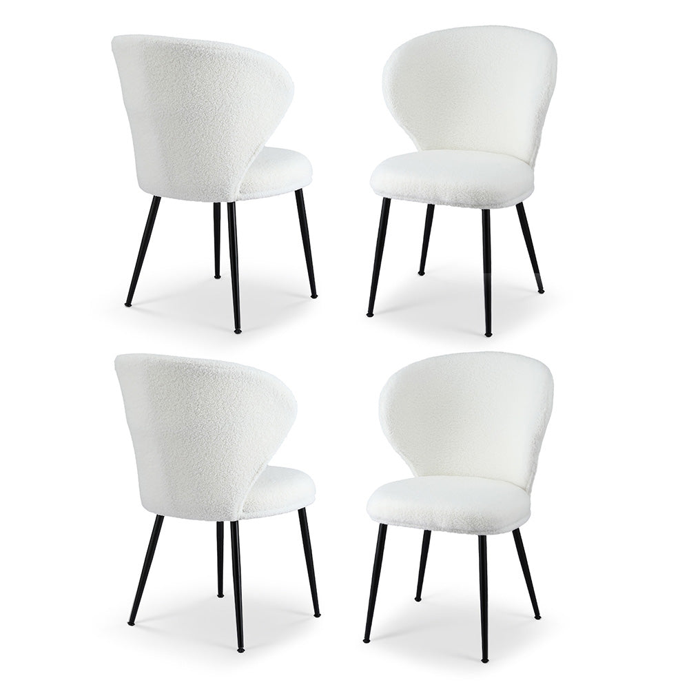 Set of 4 Sherpa Dining Chairs - White