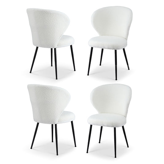 Set of 4 Sherpa Dining Chairs - White