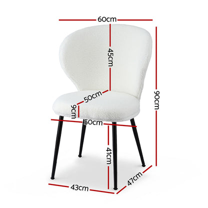 Set of 4 Sherpa Dining Chairs - White