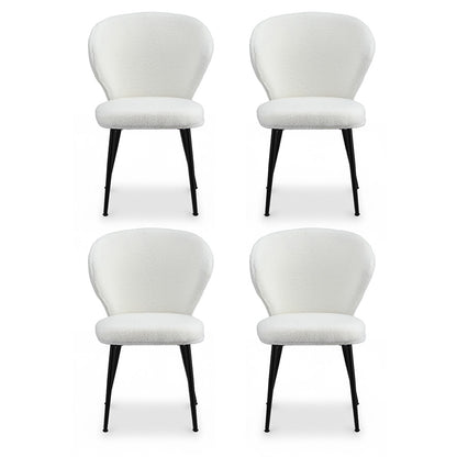 Set of 4 Sherpa Dining Chairs - White