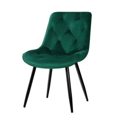 Set of 2 Velvet Diamond Tufted Dining Chairs - Green