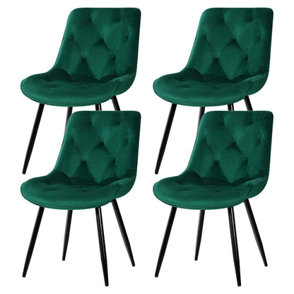 Set of 4 Diamond-Tufted Dining Chairs Velvet - Green