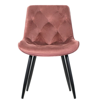 Set of 2 Velvet Diamond Tufted Dining Chairs - Pink