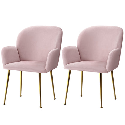 Set of 2 Kynsee Dining Chairs Velvet Armchair - Pink