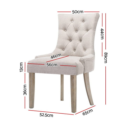 Set of 2 Cayes French Provincial Dining Chairs Linen - Beige
