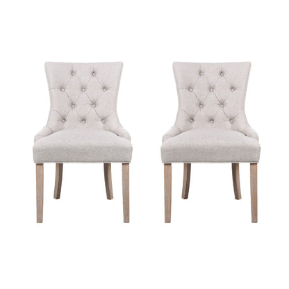 Set of 2 Cayes French Provincial Dining Chairs Linen - Beige