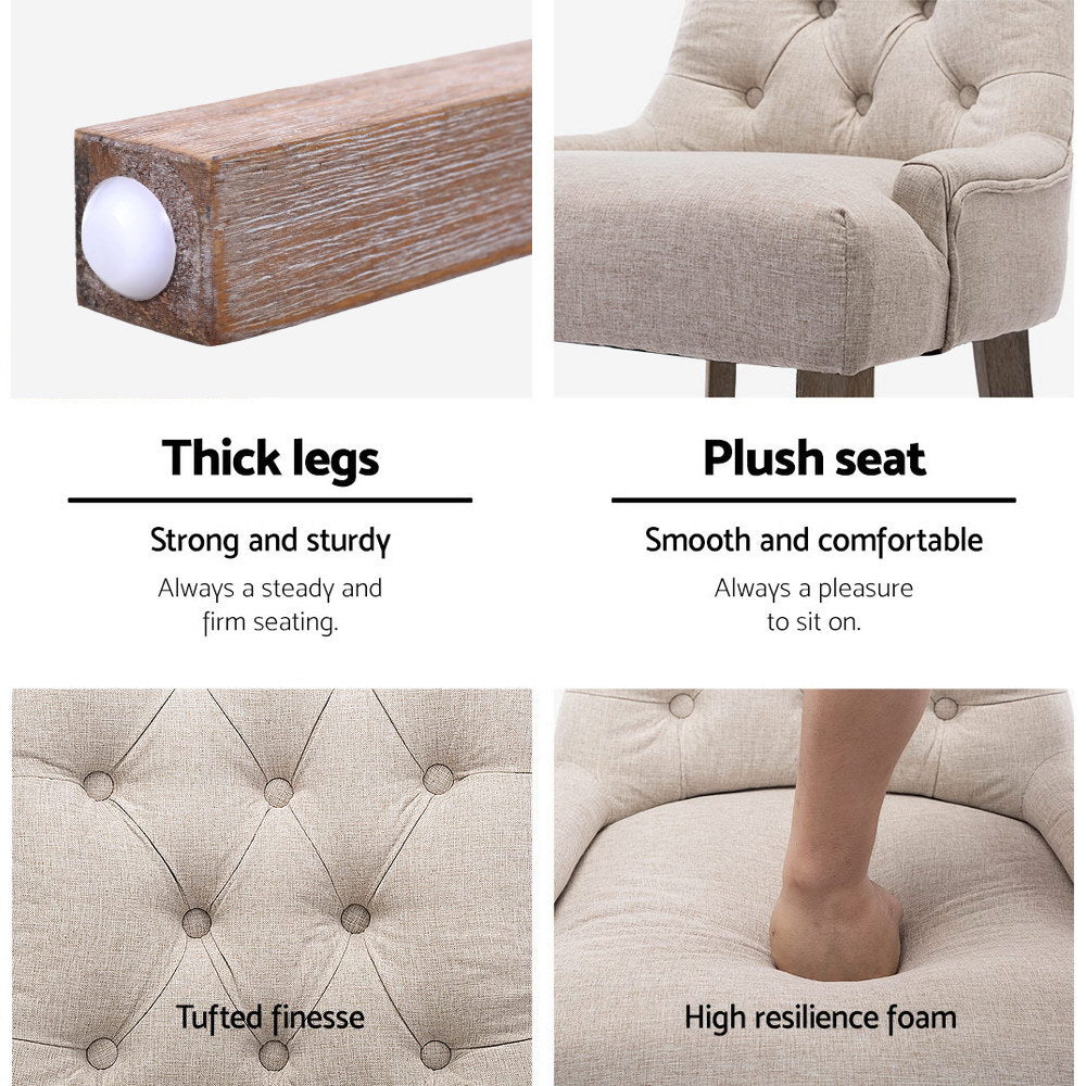 Set of 2 Cayes French Provincial Dining Chairs Linen - Beige