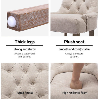 Set of 2 Cayes French Provincial Dining Chairs Linen - Beige