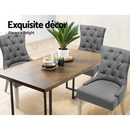 Set of 2 Cayes French Provincial Dining Chairs Linen - Grey