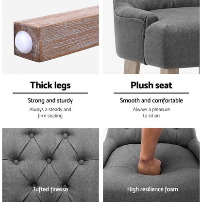 Set of 2 Cayes French Provincial Dining Chairs Linen - Grey