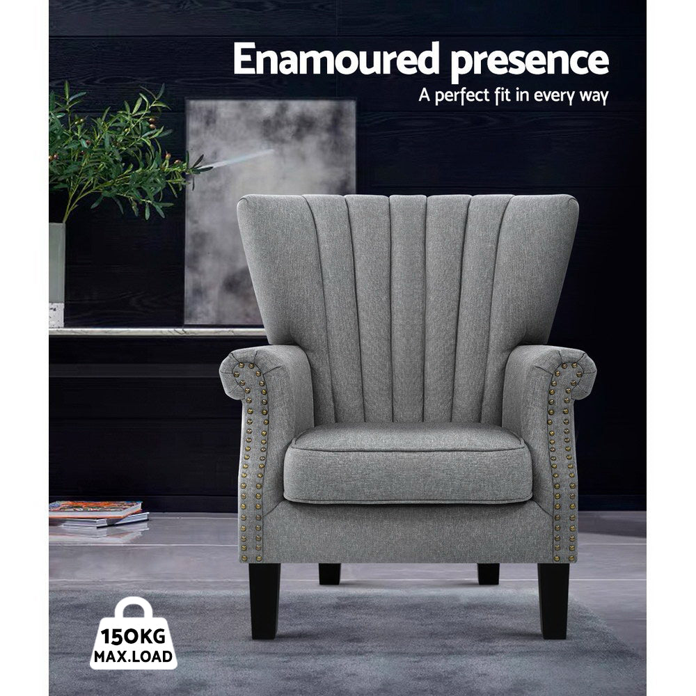 Andrew Armchair Wingback - Grey