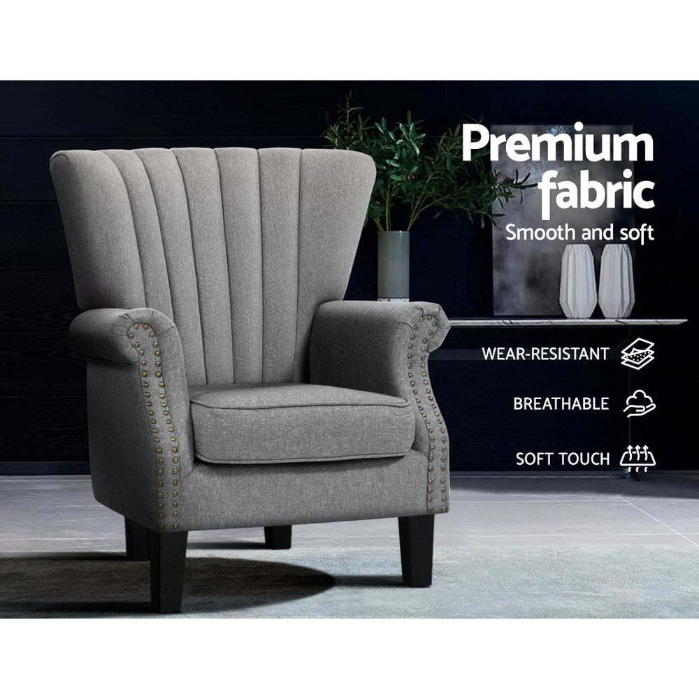 Andrew Armchair Wingback - Grey