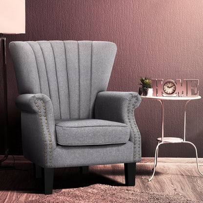 Andrew Armchair Wingback - Grey