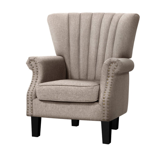 Andrew Armchair Wingback - Beige