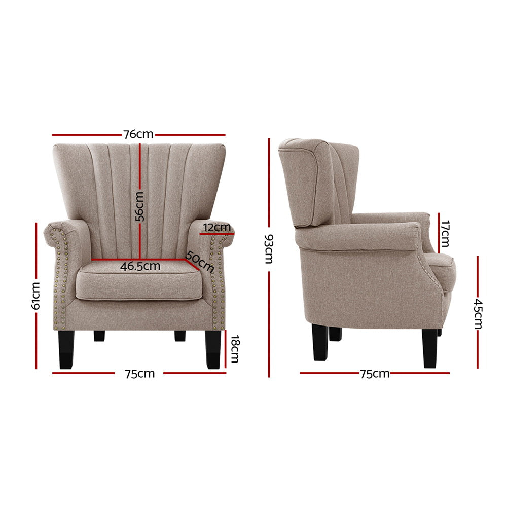 Andrew Armchair Wingback - Beige
