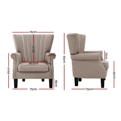 Andrew Armchair Wingback - Beige